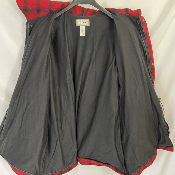VTG Mens LL BEAN FULL ZIP WOOL NYLON Insulated Jacket Coat 2XL Red Plaid Hunting - Picture 8 of 8